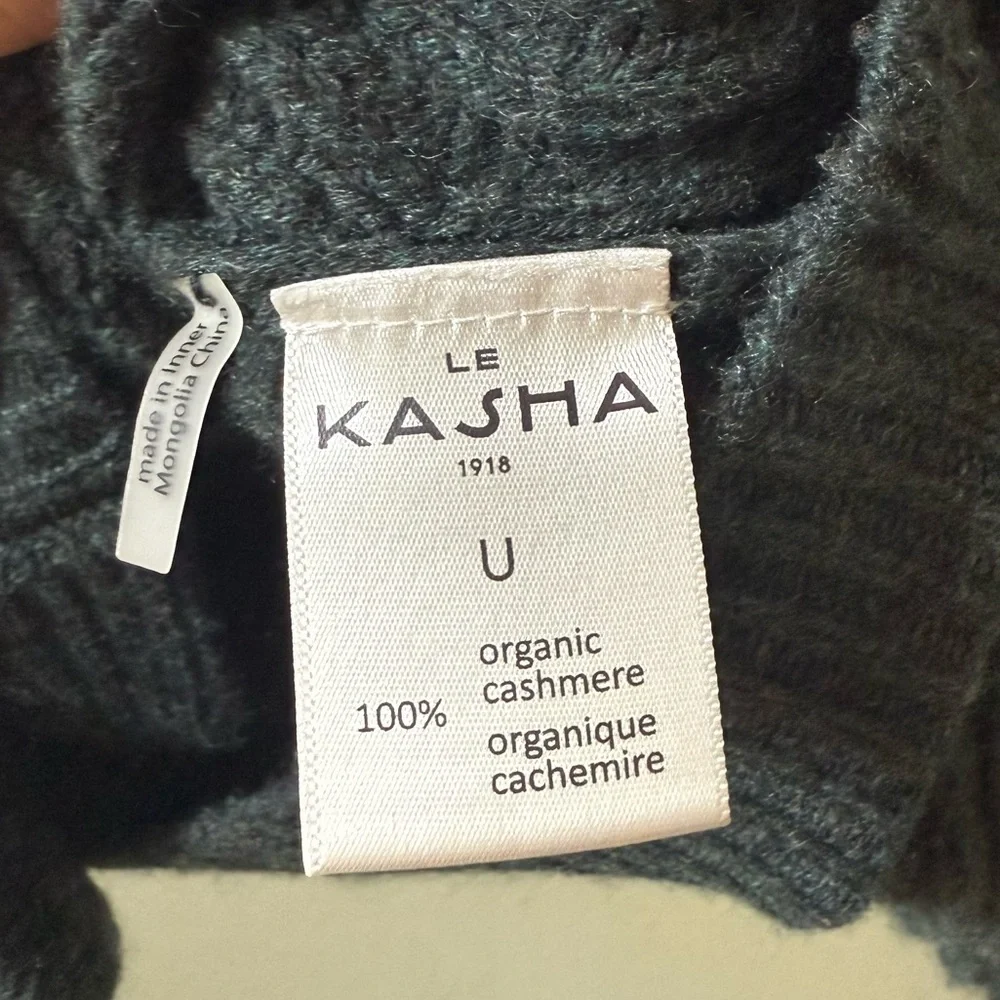 LE KASHA Monaco Cashmere Cropped Ribbed Button Cardigan Green One Size